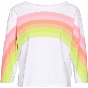 J BRAND Neon Rainbow Striped Cotton Top Sz M